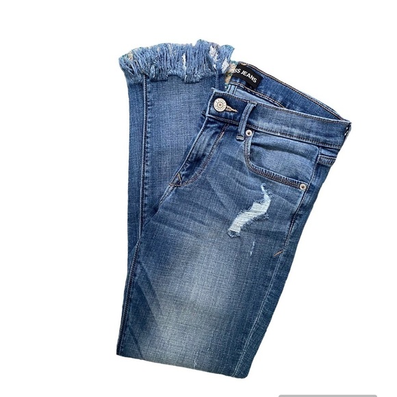 Express Women’s Size 6P Stretch Cropped Frayed Distressed Mid Rise Legging Jean - Picture 6 of 9